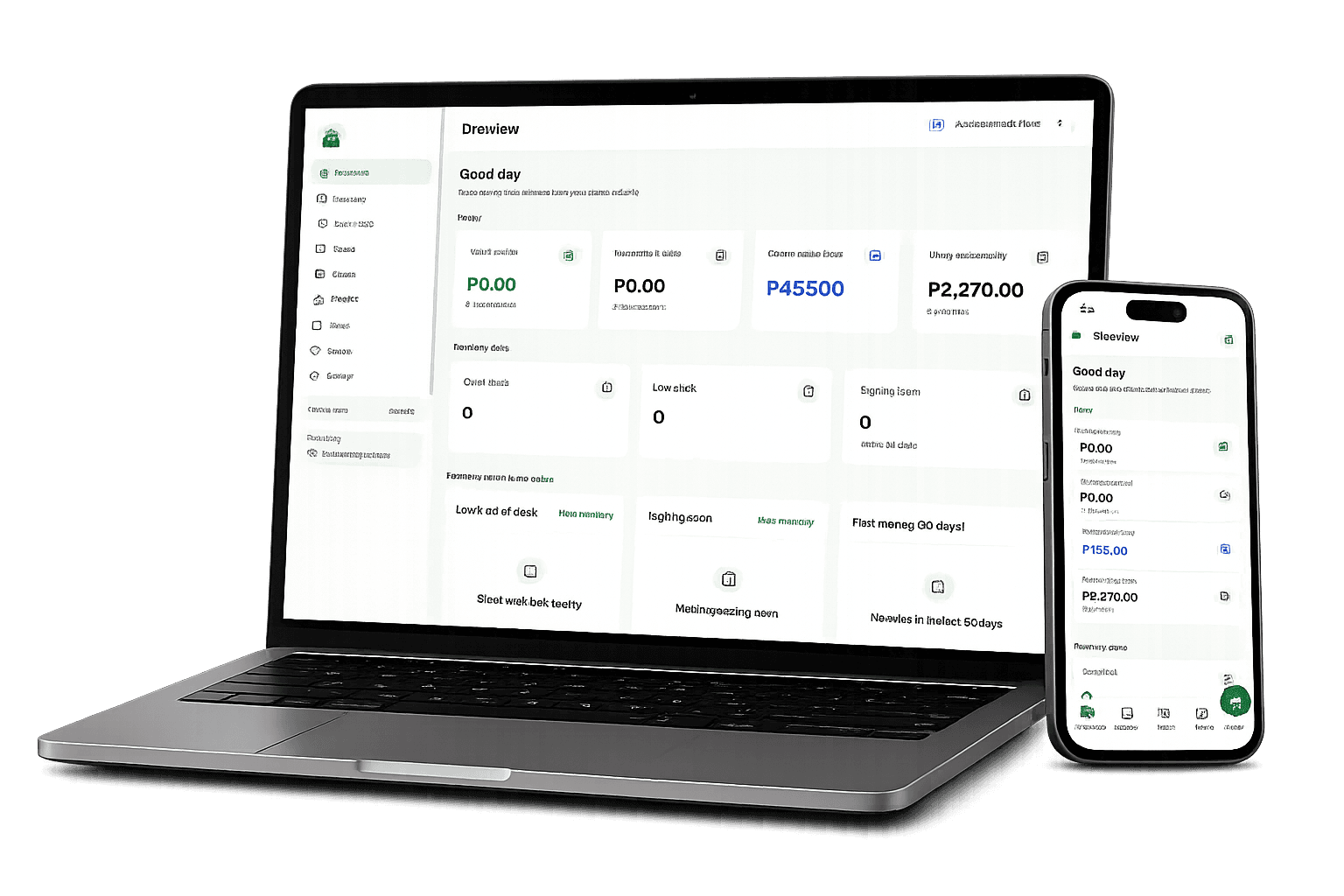 MyTindahan dashboard on a laptop and phone